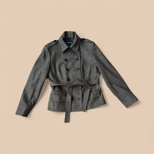 Women's Gray Wool Double-Breasted Tweed Jacket Quiet Luxury